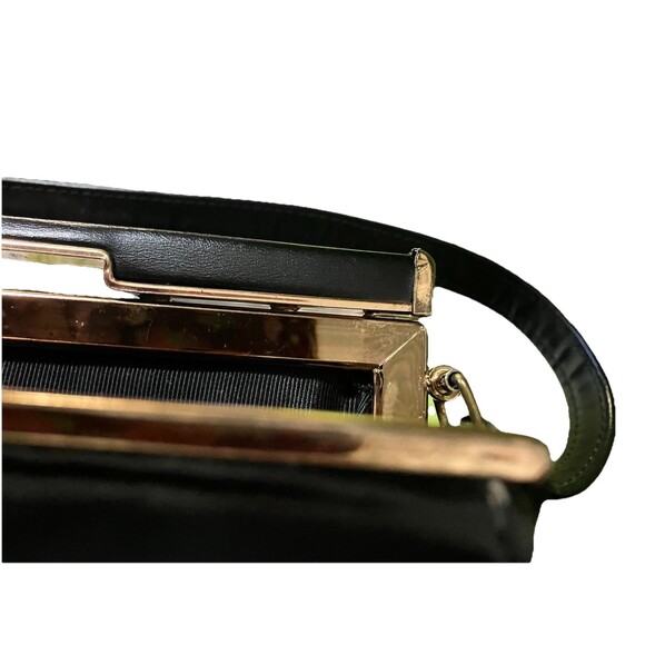 Vintage Air Step Clutch/Handbag Purse Black Faux Patent Leather metal frame MCM - Picture 15 of 16
